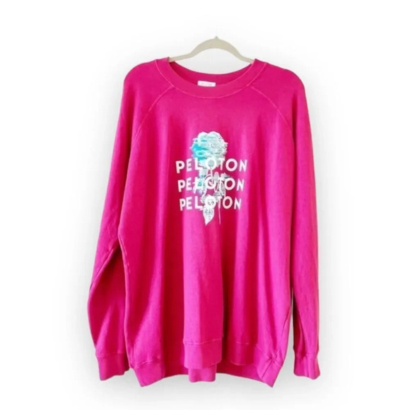 Peloton Hot Pink‎ Crewneck Sweatshirt XL Rose Cycle Athleisure Comfy Workout Top - Picture 1 of 5